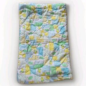 Vintage 1980 Curity Zip-A-Quilt Baby Sleeping Bag Elephant & Mouse Patchwork EUC